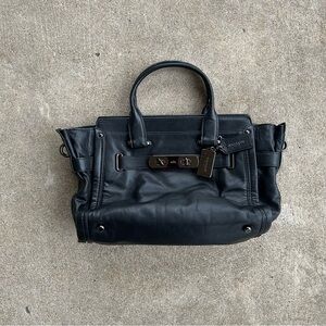Coach Black Soft Leather Swagger Bag Shoulder Purse